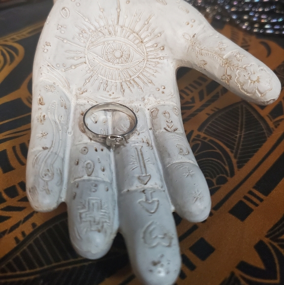 Vintage unique 925 Sterling stamped ring with hammered finish size 8 - Picture 4 of 6